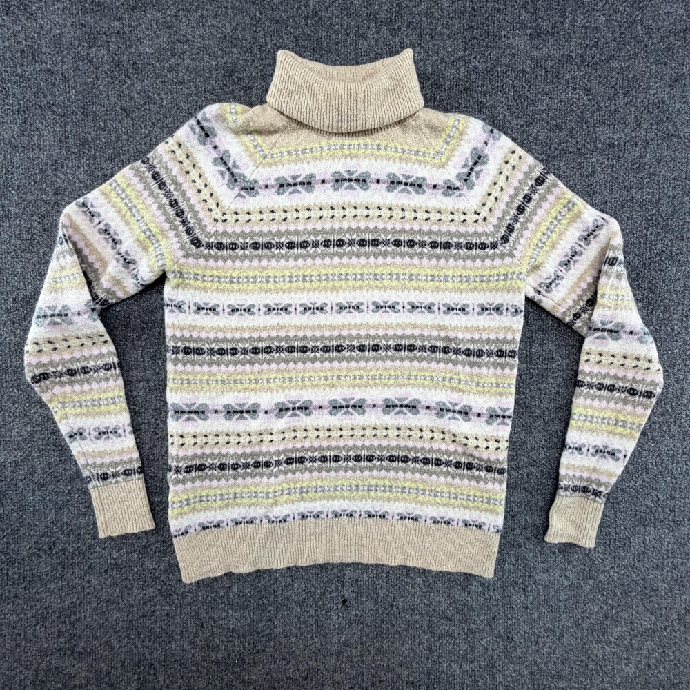 LOFT Sweater Womens XS Multicolor Fair Isle Turtleneck Pullover Knit Stretch